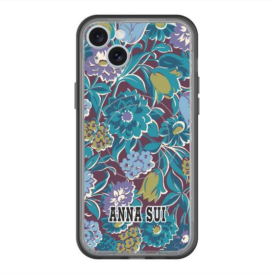 スリムプロテクションプレミアムケース with MagSafe［ ANNA SUI - ガーデンフワラー - シアン ］