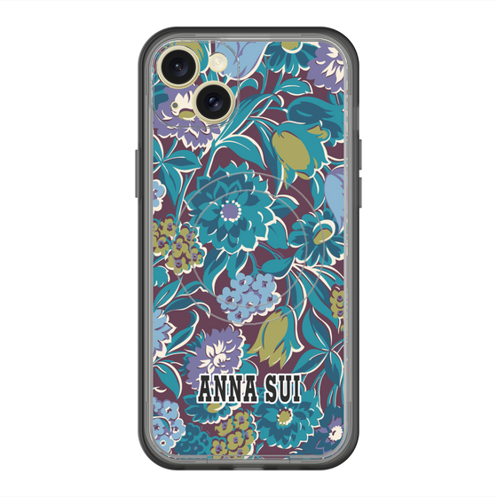 スリムプロテクションプレミアムケース with MagSafe［ ANNA SUI - ガーデンフワラー - シアン ］
