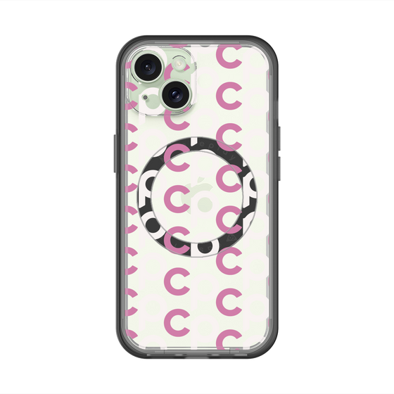スリムプロテクションプレミアムケース with MagSafe［ オリジナル - CASEPLAYイニシャル総柄 - ピンク ］