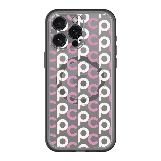 スリムプロテクションプレミアムケース with MagSafe［ オリジナル - CASEPLAYイニシャル総柄 - ピンク ］