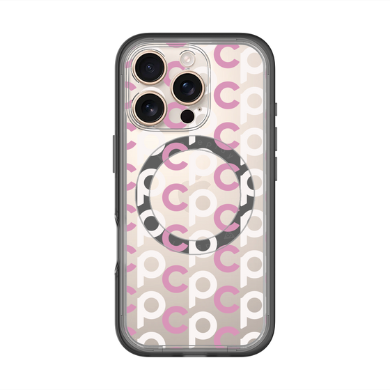 スリムプロテクションプレミアムケース with MagSafe［ オリジナル - CASEPLAYイニシャル総柄 - ピンク ］