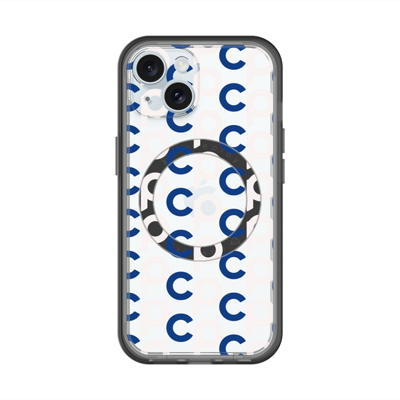 スリムプロテクションプレミアムケース with MagSafe［ オリジナル - CASEPLAYイニシャル総柄 - ネイビー ］