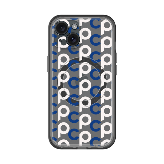 スリムプロテクションプレミアムケース with MagSafe［ オリジナル - CASEPLAYイニシャル総柄 - ネイビー ］