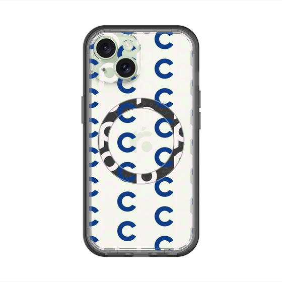 スリムプロテクションプレミアムケース with MagSafe［ オリジナル - CASEPLAYイニシャル総柄 - ネイビー ］