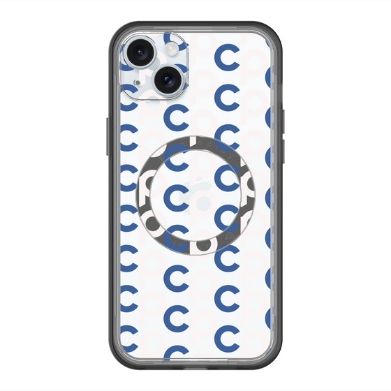スリムプロテクションプレミアムケース with MagSafe［ オリジナル - CASEPLAYイニシャル総柄 - ネイビー ］