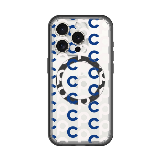 スリムプロテクションプレミアムケース with MagSafe［ オリジナル - CASEPLAYイニシャル総柄 - ネイビー ］