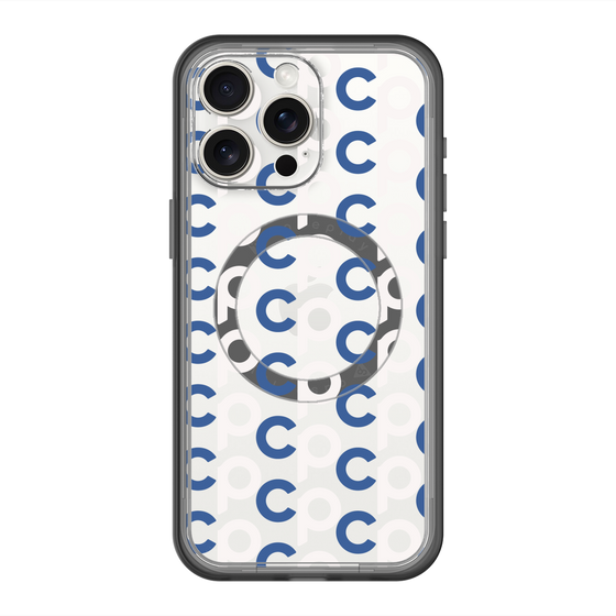 スリムプロテクションプレミアムケース with MagSafe［ オリジナル - CASEPLAYイニシャル総柄 - ネイビー ］