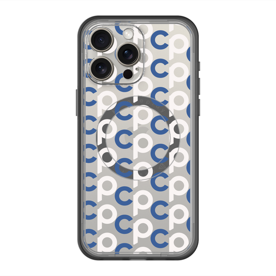 スリムプロテクションプレミアムケース with MagSafe［ オリジナル - CASEPLAYイニシャル総柄 - ネイビー ］