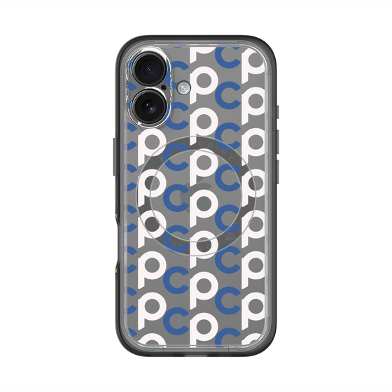 スリムプロテクションプレミアムケース with MagSafe［ オリジナル - CASEPLAYイニシャル総柄 - ネイビー ］