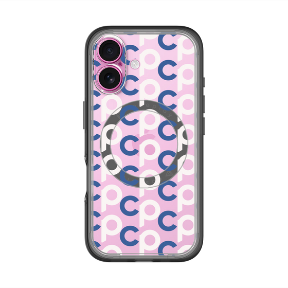 スリムプロテクションプレミアムケース with MagSafe［ オリジナル - CASEPLAYイニシャル総柄 - ネイビー ］