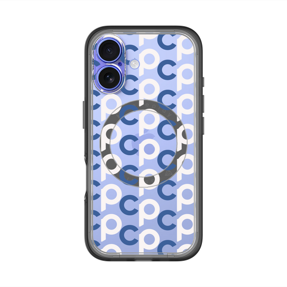 スリムプロテクションプレミアムケース with MagSafe［ オリジナル - CASEPLAYイニシャル総柄 - ネイビー ］