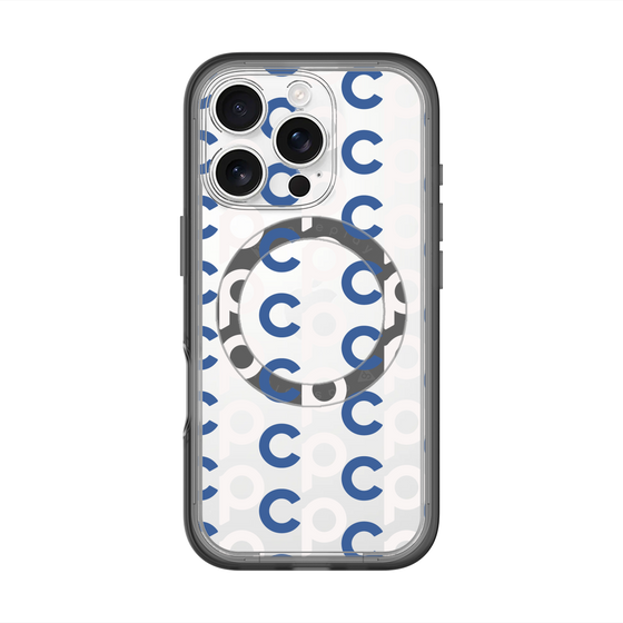 スリムプロテクションプレミアムケース with MagSafe［ オリジナル - CASEPLAYイニシャル総柄 - ネイビー ］