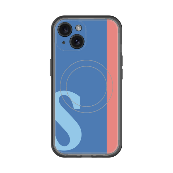 スリムプロテクションプレミアムケース with MagSafe［ オリジナル - initial color line - S blue ］