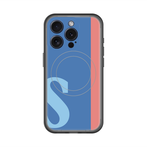 スリムプロテクションプレミアムケース with MagSafe［ オリジナル - initial color line - S blue ］