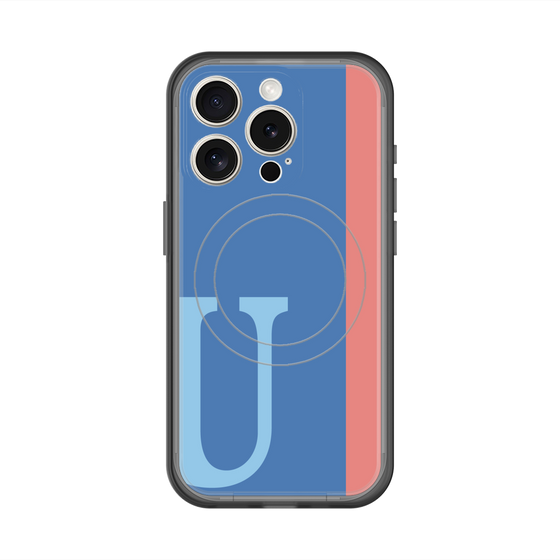 スリムプロテクションプレミアムケース with MagSafe［ オリジナル - initial color line - U blue ］