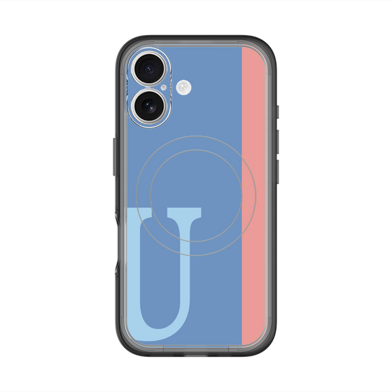 スリムプロテクションプレミアムケース with MagSafe［ オリジナル - initial color line - U blue ］