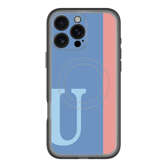 スリムプロテクションプレミアムケース with MagSafe［ オリジナル - initial color line - U blue ］