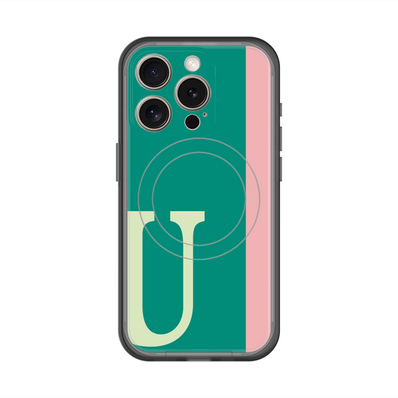 スリムプロテクションプレミアムケース with MagSafe［ オリジナル - initial color line - U green ］