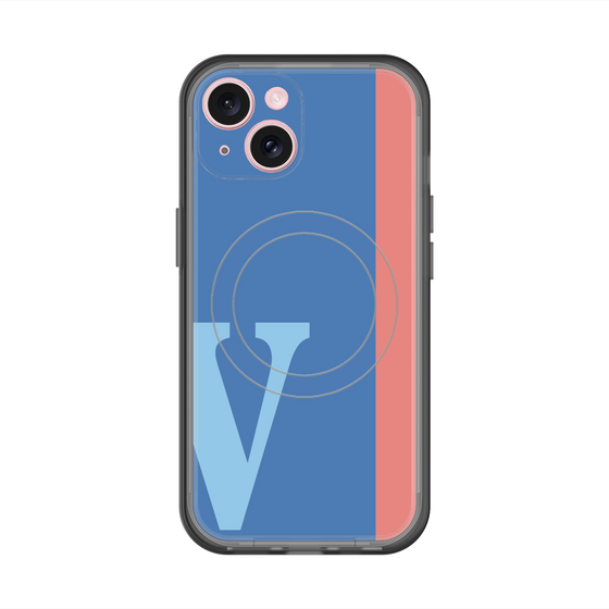 スリムプロテクションプレミアムケース with MagSafe［ オリジナル - initial color line - V blue ］