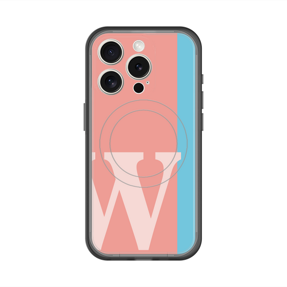 スリムプロテクションプレミアムケース with MagSafe［ オリジナル - initial color line - W pink ］