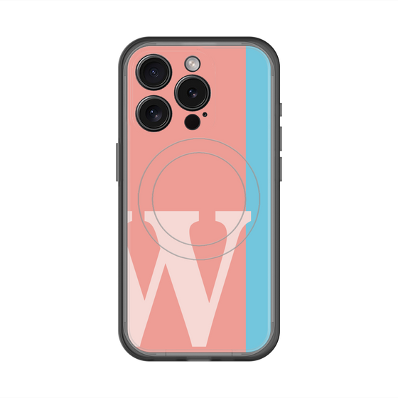 スリムプロテクションプレミアムケース with MagSafe［ オリジナル - initial color line - W pink ］