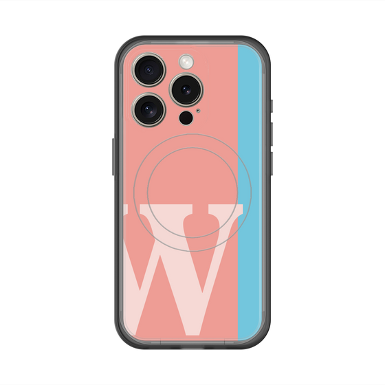 スリムプロテクションプレミアムケース with MagSafe［ オリジナル - initial color line - W pink ］