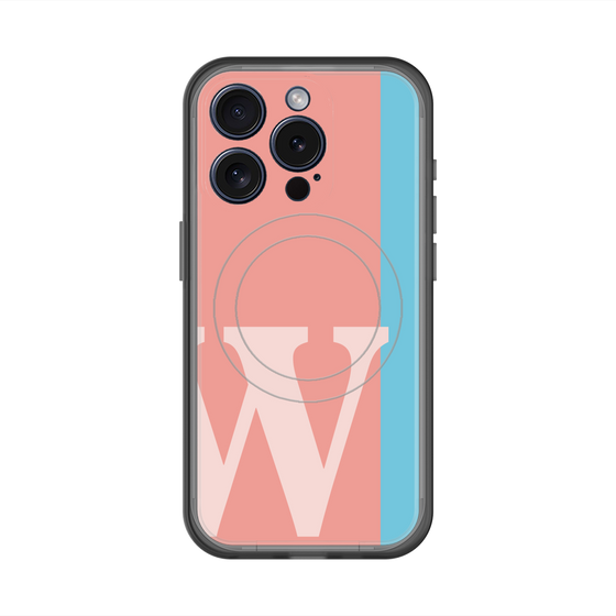 スリムプロテクションプレミアムケース with MagSafe［ オリジナル - initial color line - W pink ］