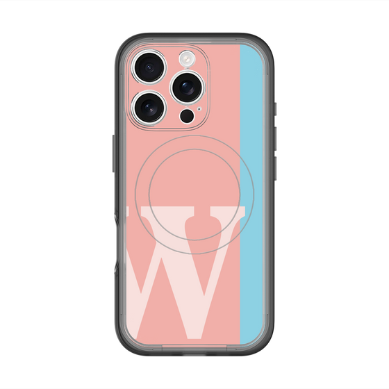 スリムプロテクションプレミアムケース with MagSafe［ オリジナル - initial color line - W pink ］
