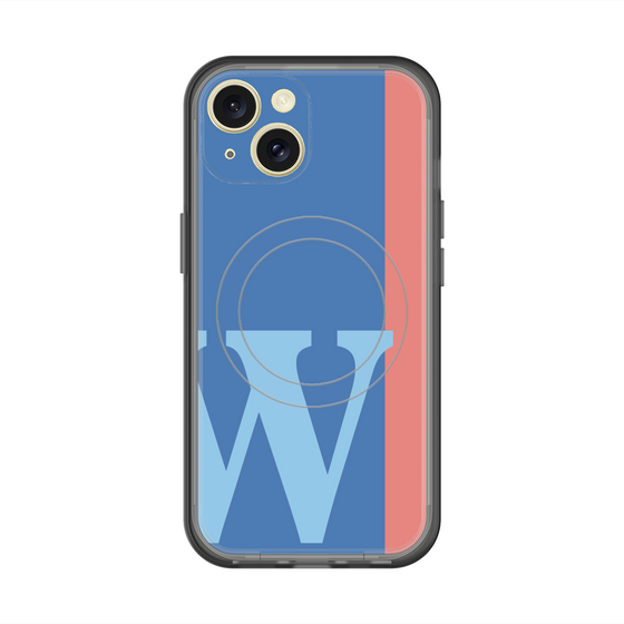 スリムプロテクションプレミアムケース with MagSafe［ オリジナル - initial color line - W blue ］