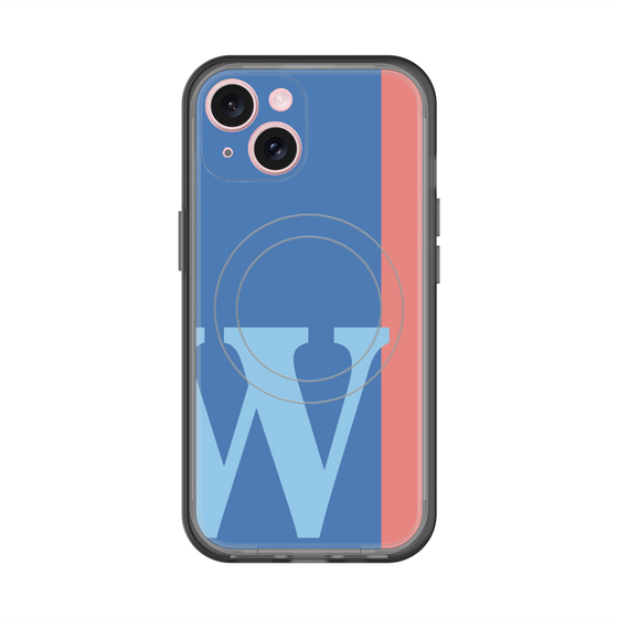スリムプロテクションプレミアムケース with MagSafe［ オリジナル - initial color line - W blue ］