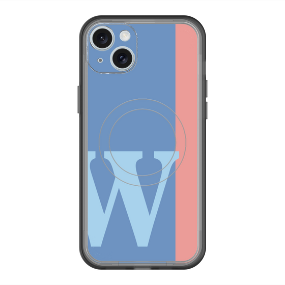 スリムプロテクションプレミアムケース with MagSafe［ オリジナル - initial color line - W blue ］