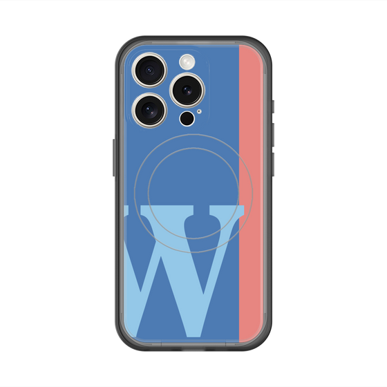 スリムプロテクションプレミアムケース with MagSafe［ オリジナル - initial color line - W blue ］
