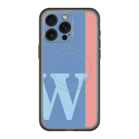 スリムプロテクションプレミアムケース with MagSafe［ オリジナル - initial color line - W blue ］