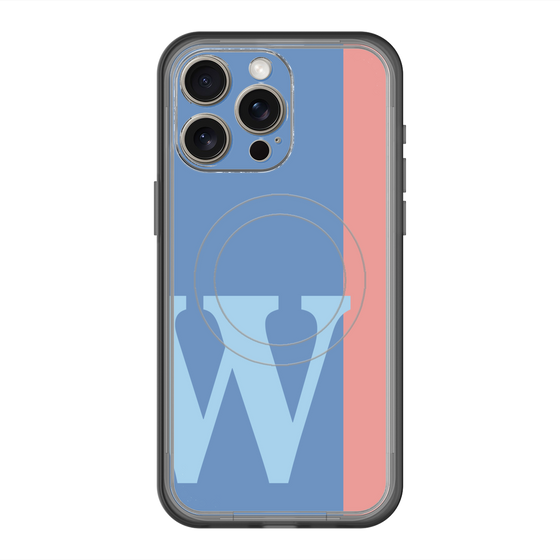 スリムプロテクションプレミアムケース with MagSafe［ オリジナル - initial color line - W blue ］