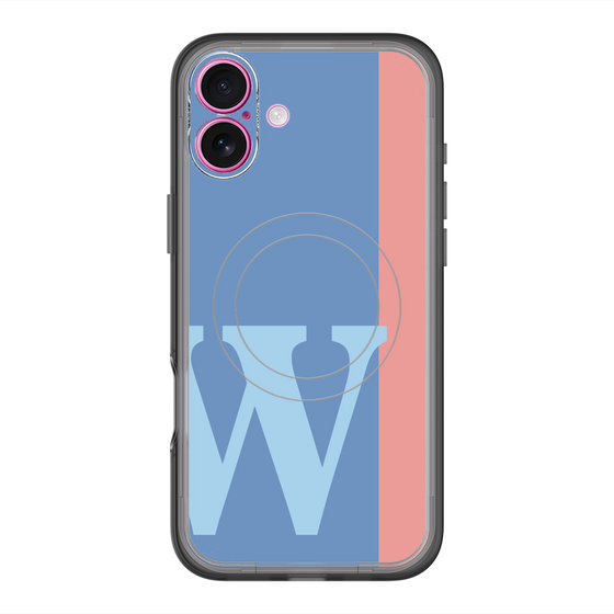スリムプロテクションプレミアムケース with MagSafe［ オリジナル - initial color line - W blue ］