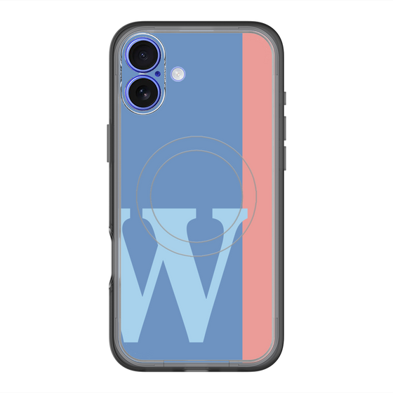 スリムプロテクションプレミアムケース with MagSafe［ オリジナル - initial color line - W blue ］