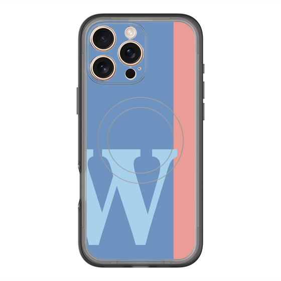 スリムプロテクションプレミアムケース with MagSafe［ オリジナル - initial color line - W blue ］