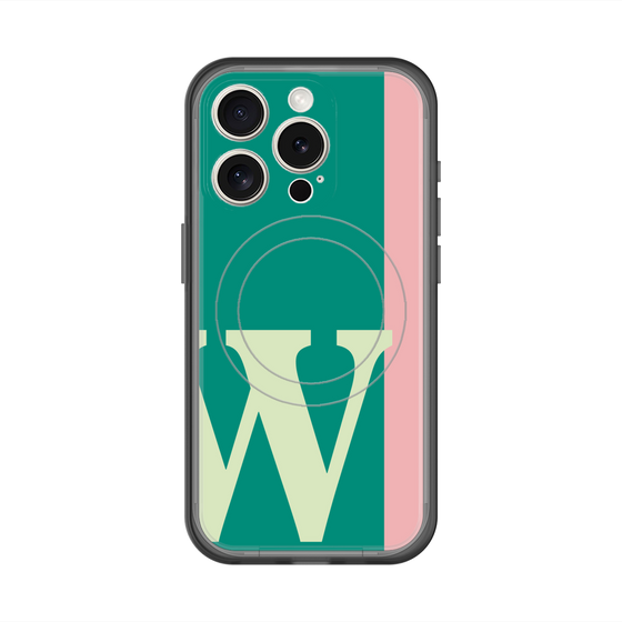 スリムプロテクションプレミアムケース with MagSafe［ オリジナル - initial color line - W green ］