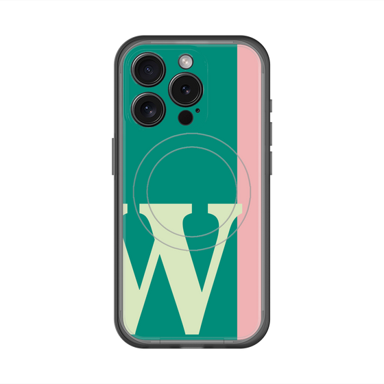 スリムプロテクションプレミアムケース with MagSafe［ オリジナル - initial color line - W green ］