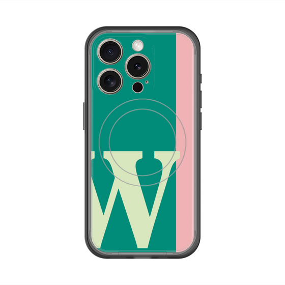 スリムプロテクションプレミアムケース with MagSafe［ オリジナル - initial color line - W green ］