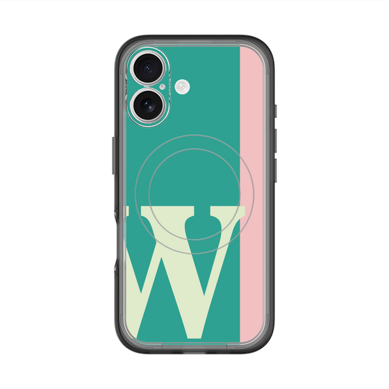 スリムプロテクションプレミアムケース with MagSafe［ オリジナル - initial color line - W green ］