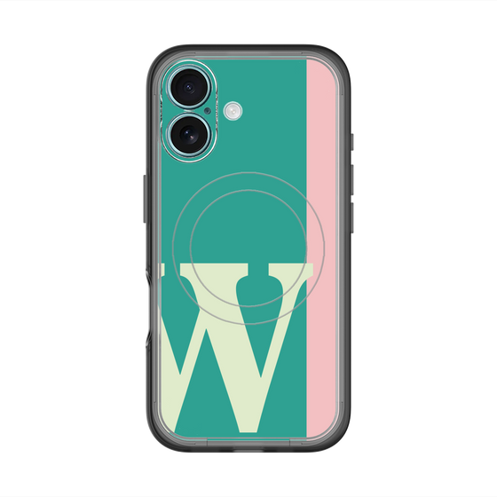 スリムプロテクションプレミアムケース with MagSafe［ オリジナル - initial color line - W green ］