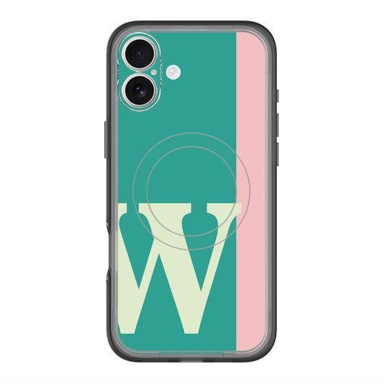 スリムプロテクションプレミアムケース with MagSafe［ オリジナル - initial color line - W green ］