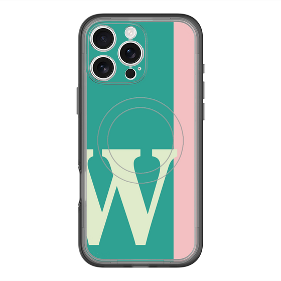 スリムプロテクションプレミアムケース with MagSafe［ オリジナル - initial color line - W green ］