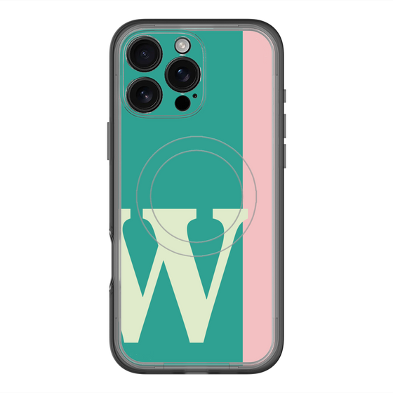 スリムプロテクションプレミアムケース with MagSafe［ オリジナル - initial color line - W green ］
