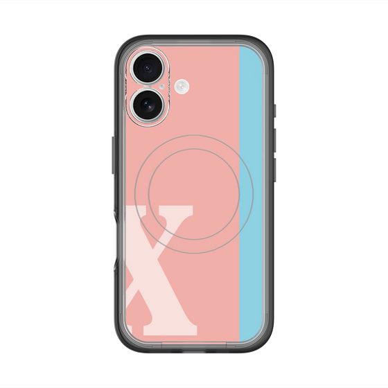 スリムプロテクションプレミアムケース with MagSafe［ オリジナル - initial color line - X pink ］