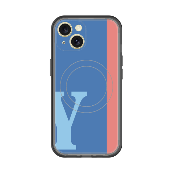 スリムプロテクションプレミアムケース with MagSafe［ オリジナル - initial color line - Y blue ］