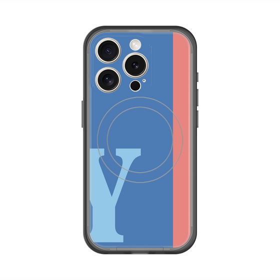 スリムプロテクションプレミアムケース with MagSafe［ オリジナル - initial color line - Y blue ］