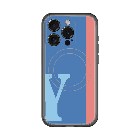 スリムプロテクションプレミアムケース with MagSafe［ オリジナル - initial color line - Y blue ］