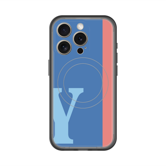 スリムプロテクションプレミアムケース with MagSafe［ オリジナル - initial color line - Y blue ］